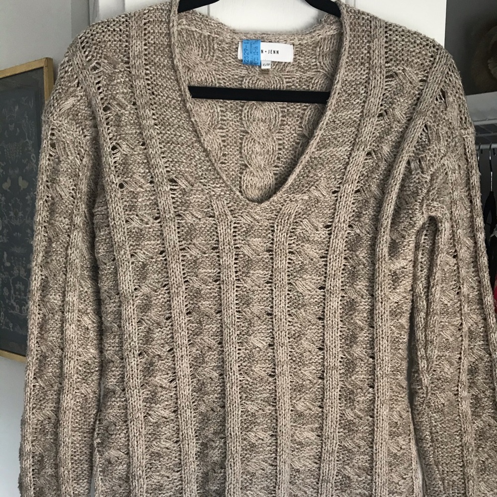 John & Jenn v-neck beige-toned sweater